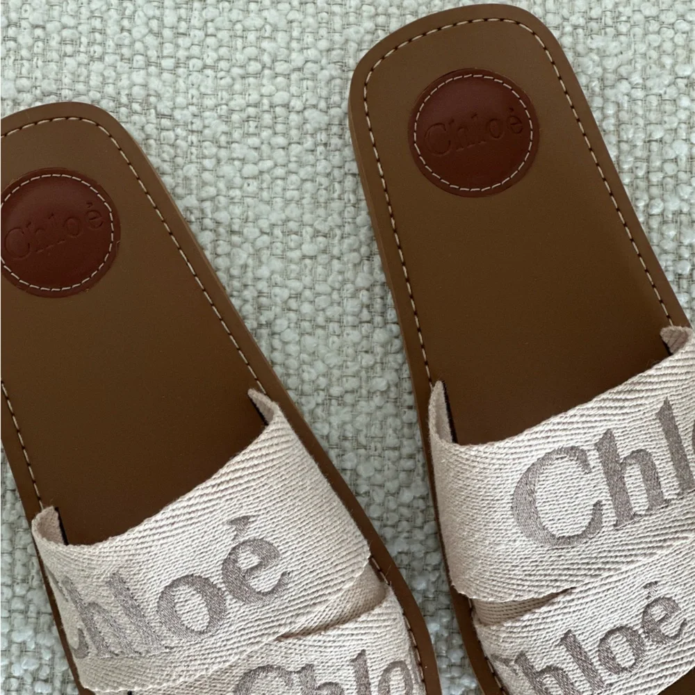 COPY - Chloe Women's Woody Logo Slide Sandals - Picture 2 of 12
